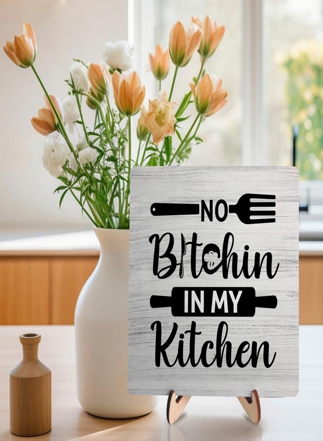 DMADNF Black and White Kitchen Decor Sign,Kitchen Decor Wooden Plaque, Rustic Wooden Plaque Kitchen Farmhouse Tabletop Decor Signs, in My Kitchen 5.9 x 5.9Inch (White) - Image 5